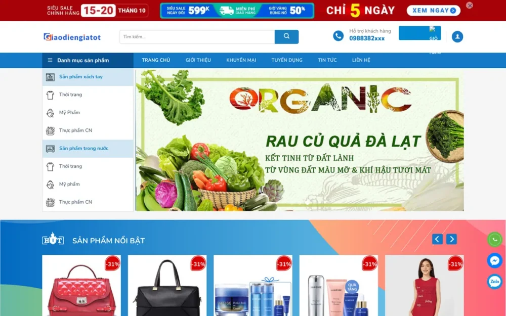 Mẫu Website Shop Hàng Order, Xách Tay Tổng Hợp – THOITRANG11