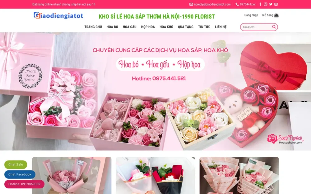 Mẫu Website Shop Hoa Sáp, Gấu Hoa & Hộp Hoa Quà Tặng – SHOPHOA3