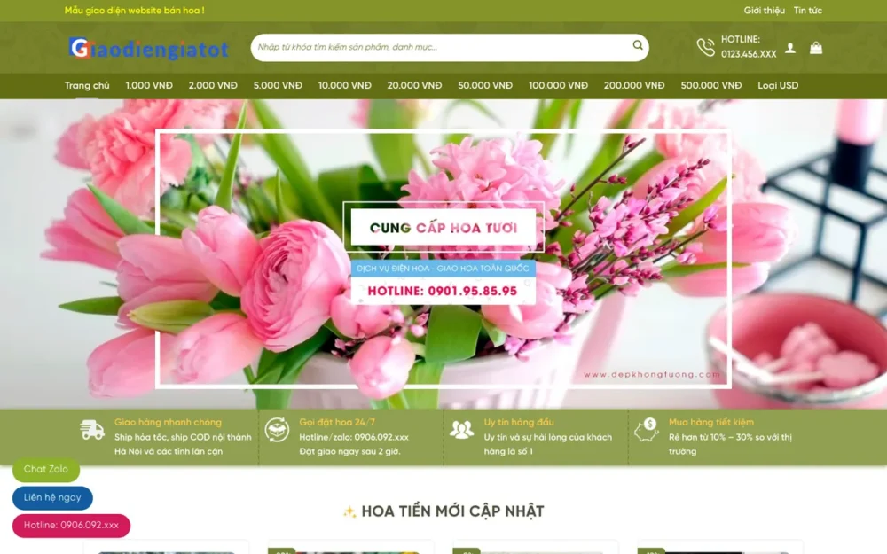 Mẫu Website Shop Hoa Tiền, Bó Hoa Bằng Tiền – SHOPHOA6