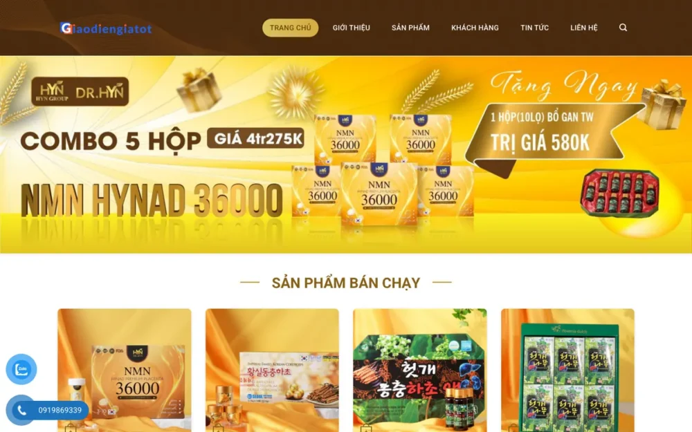 Mẫu Website Shop Hồng Sâm, Đồ Uống Dinh Dưỡng – HYNGROUP