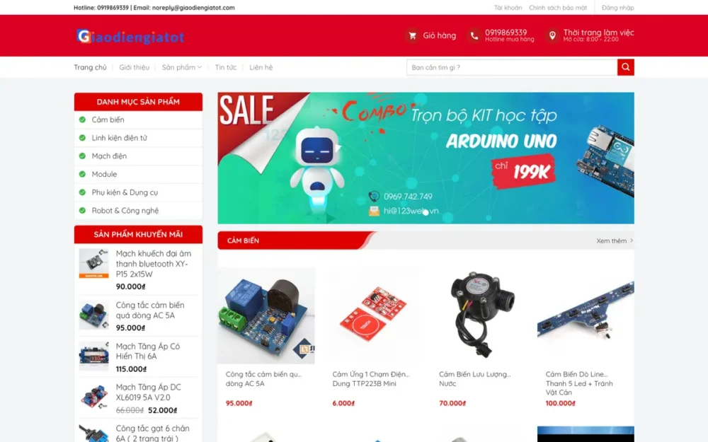 Mẫu Website Shop Linh Kiện Điện Tử, Cảm Biến – LINHKIEN