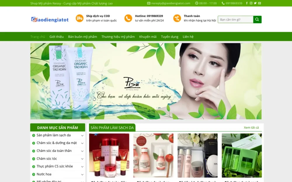 Mẫu Website Shop Mỹ Phẩm Bán Buôn, Bán Lẻ Có Sidebar – MYPHAM2