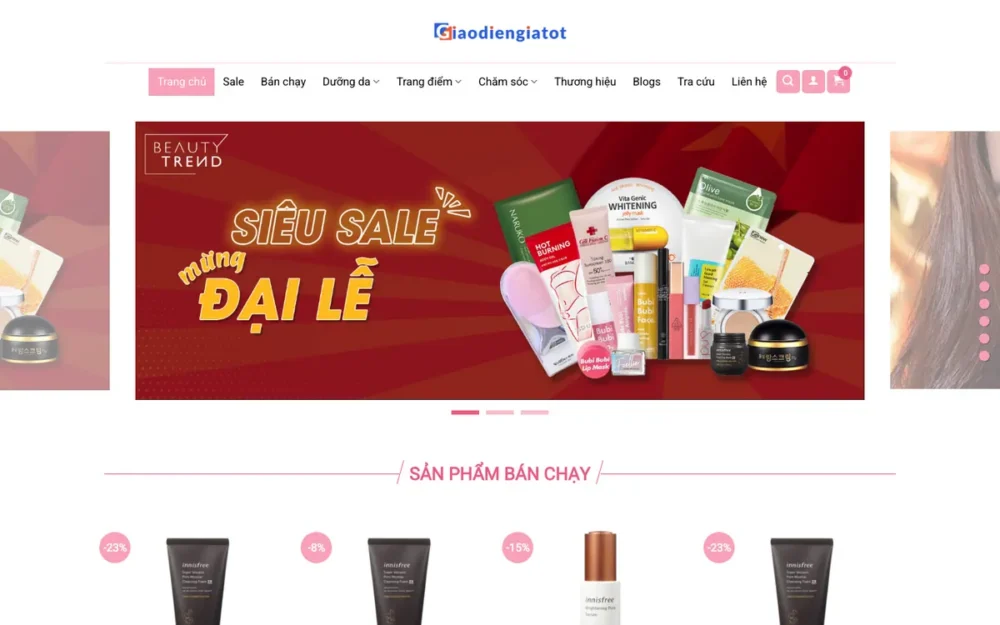 Mẫu Website Shop Mỹ Phẩm Dưỡng Da & Trang Điểm – BEAUTY