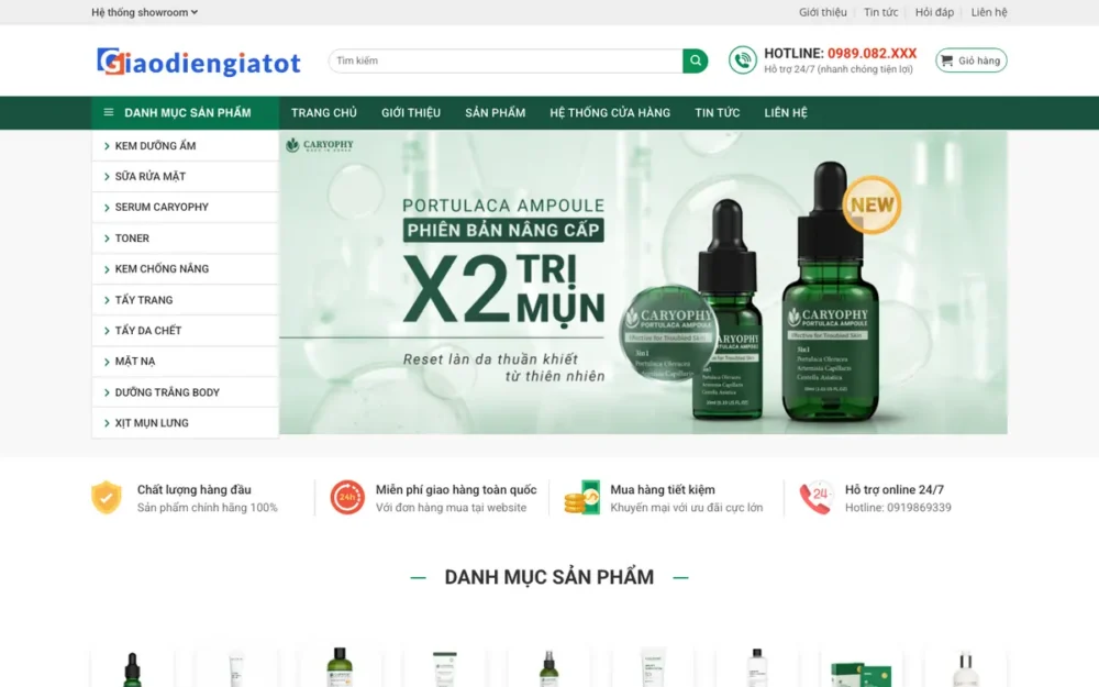 Mẫu Website Shop Mỹ Phẩm Hàn Quốc Một Thương Hiệu – MYPHAM10