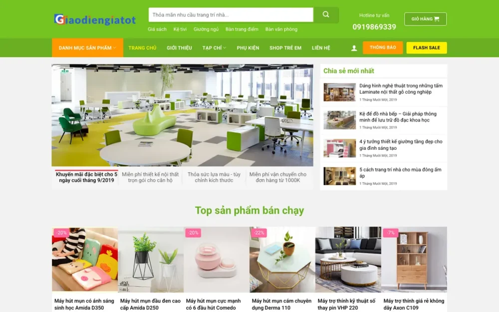 Mẫu Website Shop Nội Thất Gỗ & Đồ Trang Trí Giá Rẻ – NOITHAT13