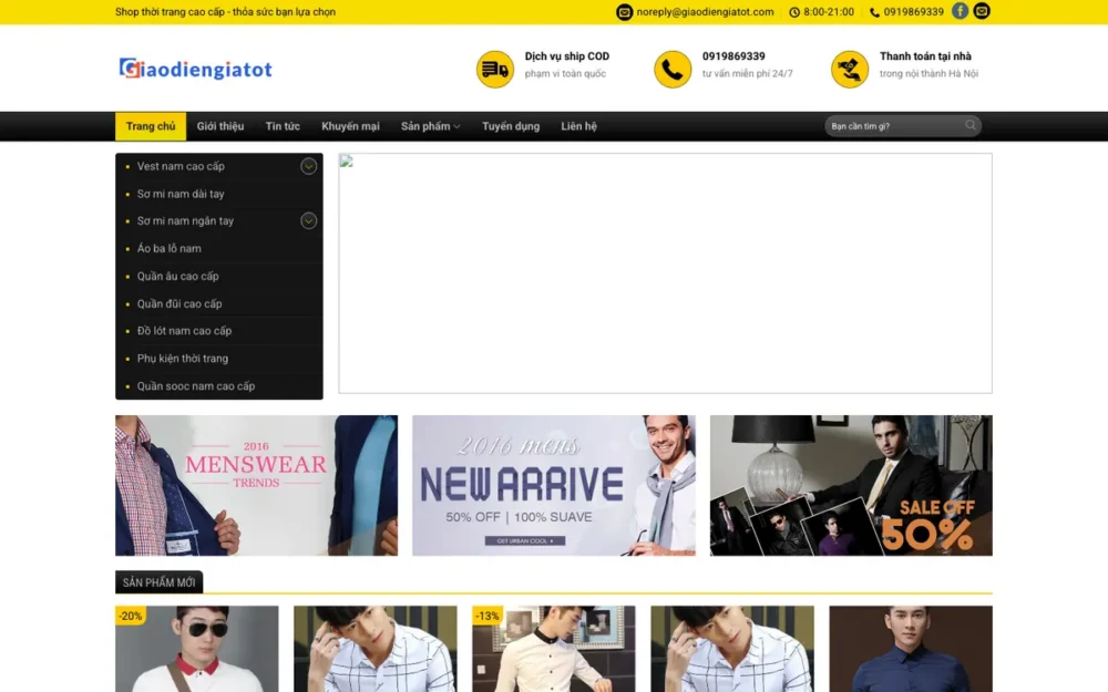 Mẫu Website Shop Thời Trang Nam Công Sở – FASHION2