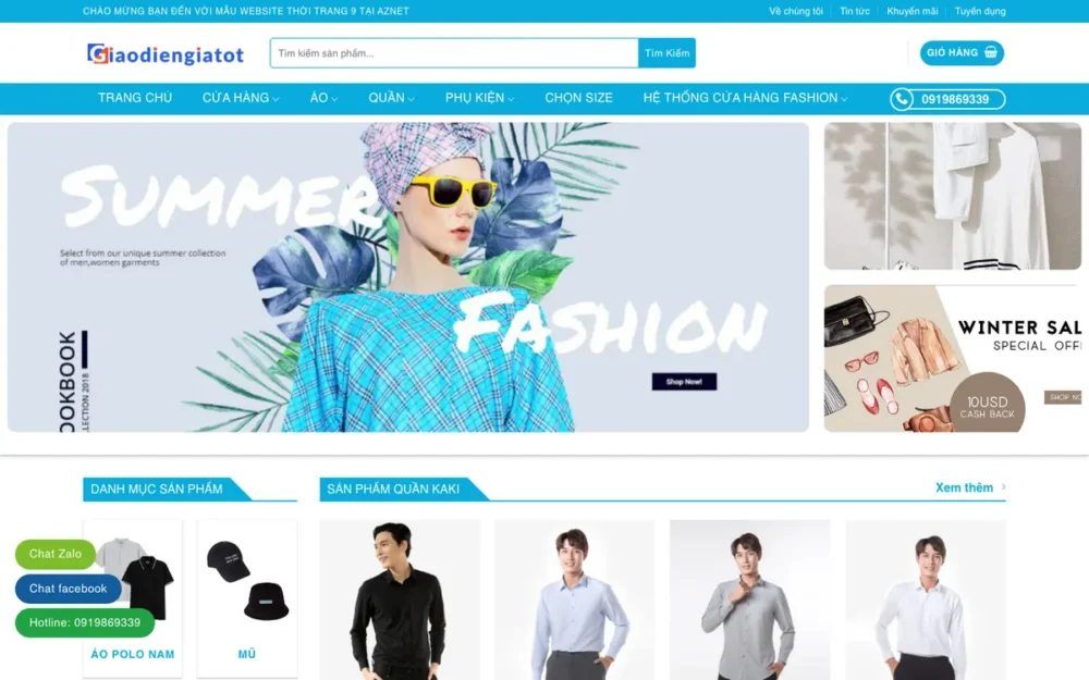 Mẫu Website Shop Thời Trang Nam Tông Xanh Dương – THOITRANG4