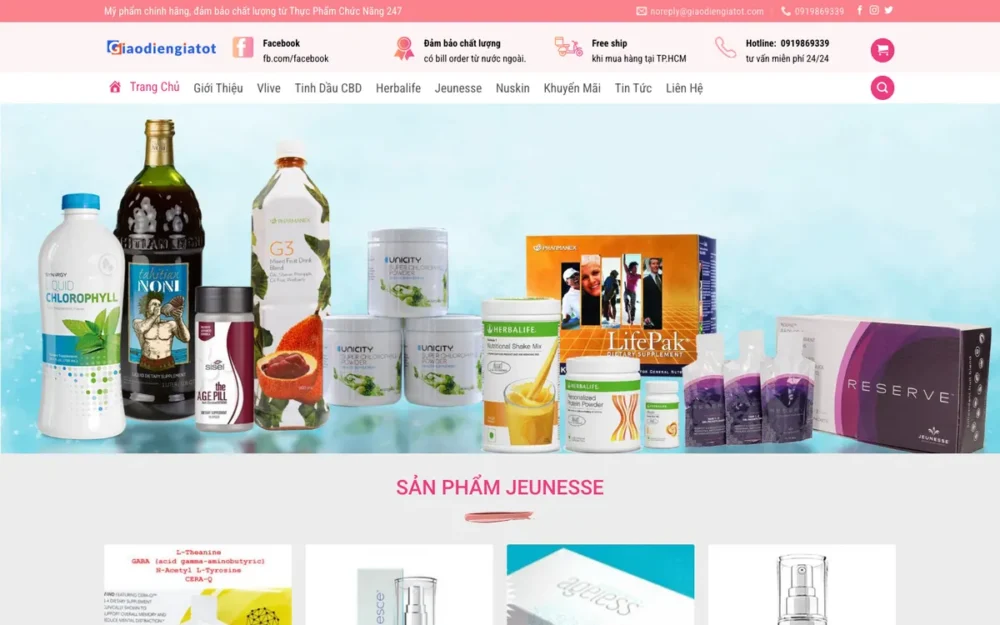 Mẫu Website Shop TPCN & Mỹ Phẩm Chia Theo Hãng – THUCPHAM13