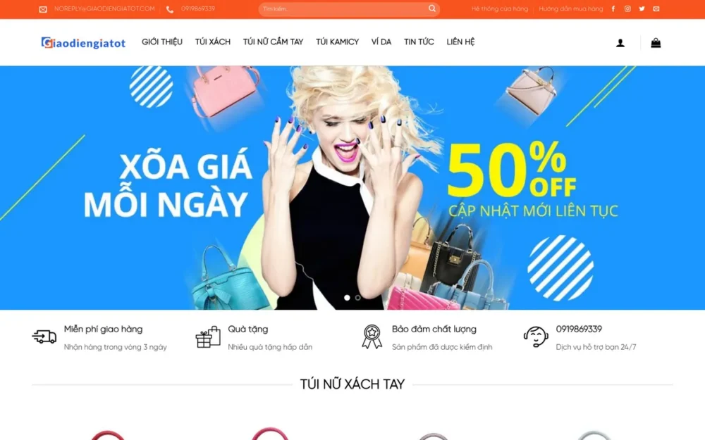 Mẫu Website Shop Túi Xách & Ví Da Nữ – TUIXACH