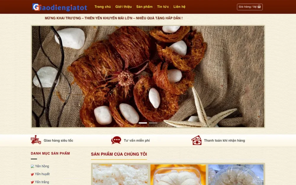 Mẫu Website Shop Yến Sào Tinh Chế Bán Online – YENSAO