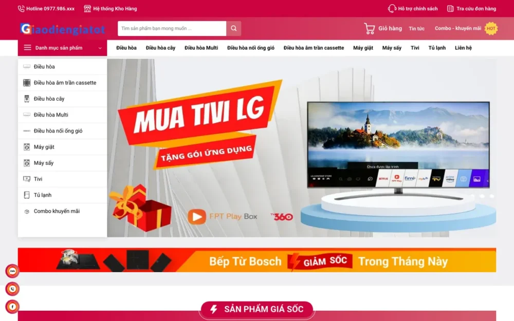Mẫu Website Showroom Điều Hòa Âm Trần, Multi – DIENMAY8