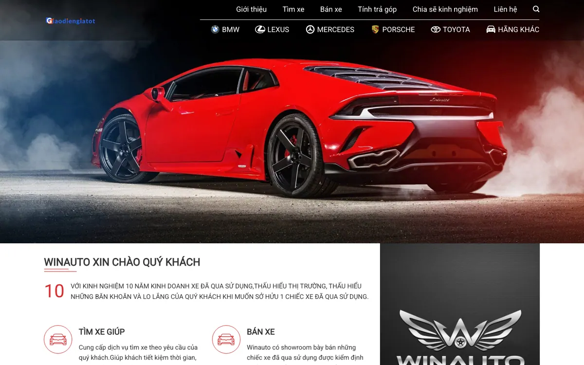 Mẫu Website Showroom Mua Bán Ô Tô Cũ – WINAUTO
