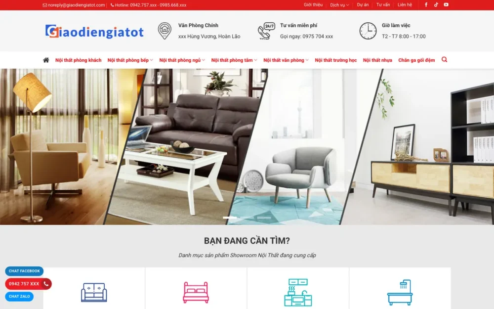 Mẫu Website Showroom Nội Thất Kiêm Xưởng Đóng Đồ Gỗ – NOITHAT27