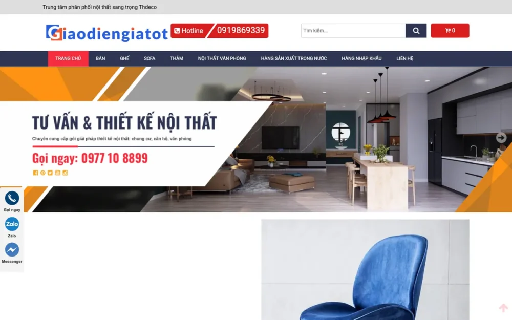 Mẫu Website Showroom Sofa, Bàn Ghế, Thảm Tông Đỏ – NOITHATTHDC