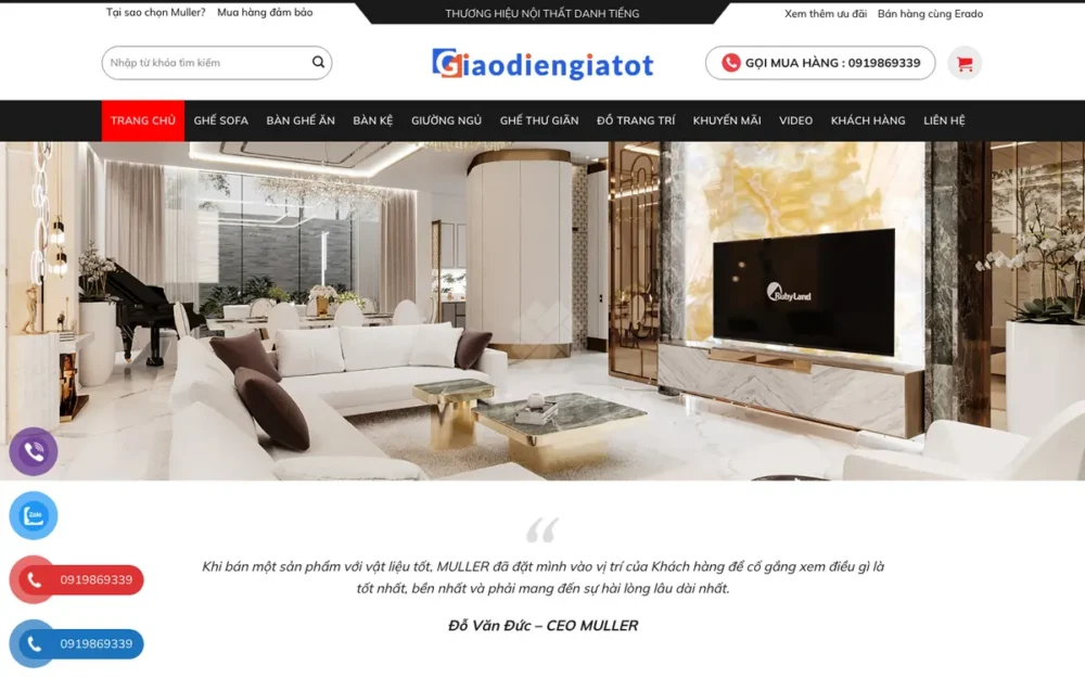Mẫu Website Showroom Sofa, Giường Ngủ Có Giỏ Hàng – NOITHAT16