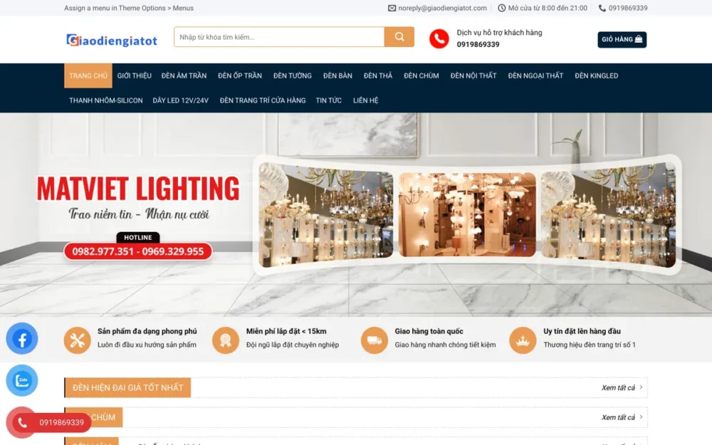 Mẫu Website Siêu Thị Đèn LED, Dây LED – DENMATVIET