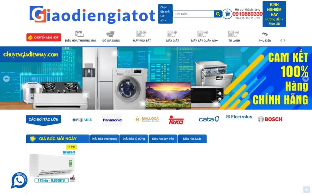 Mẫu Website Siêu Thị Điện Lạnh, Thiết Bị Bếp – CHUYENGIADIENMAY
