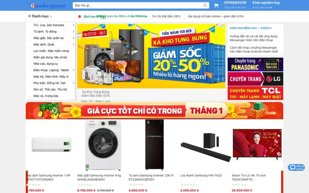 Mẫu Website Siêu Thị Điện Máy Đa Ngành Hàng – DIENMAYXANH2