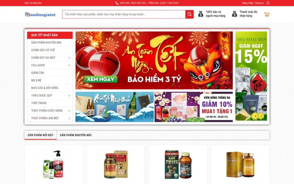 Mẫu Website Siêu Thị Hàng Nhật, Collagen & TPCN – SIEUTHINHATBAN