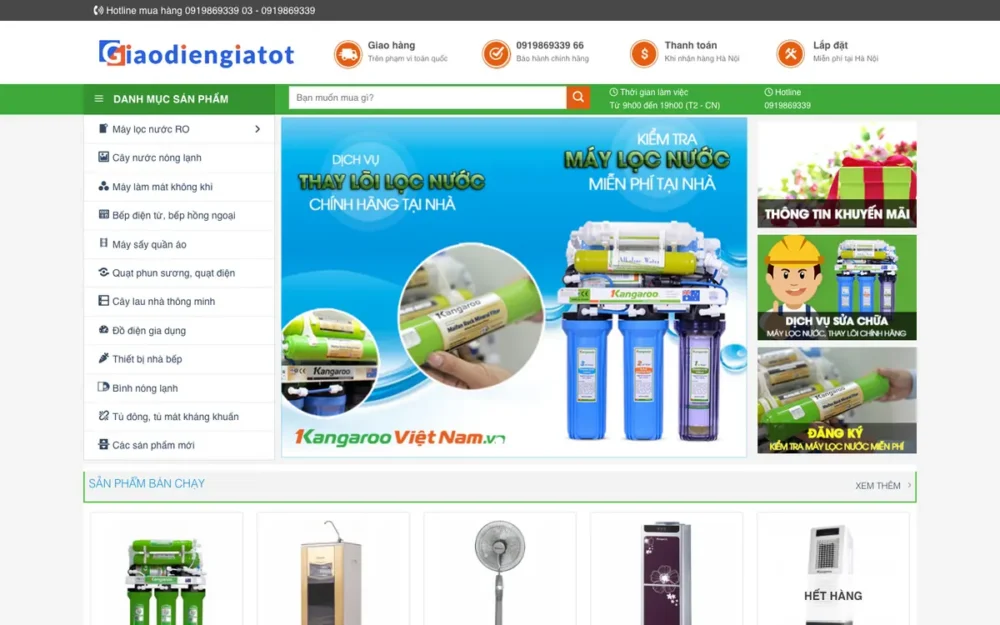 Mẫu Website Siêu Thị Máy Lọc Nước & Gia Dụng – LOCNUOC