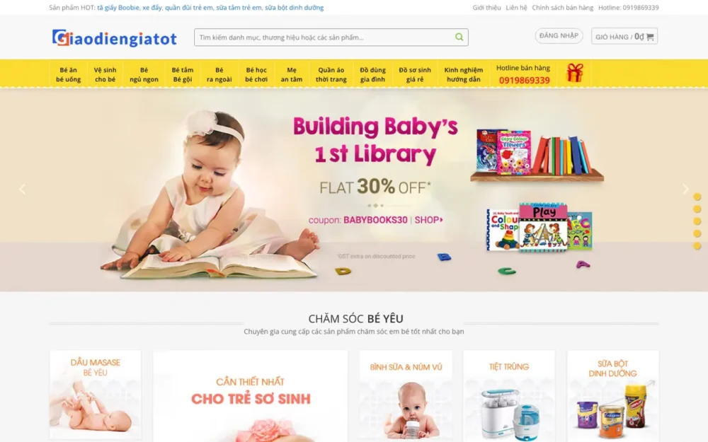 Mẫu Website Siêu Thị Mẹ Và Bé Nhiều Ngành Hàng – MEVABE
