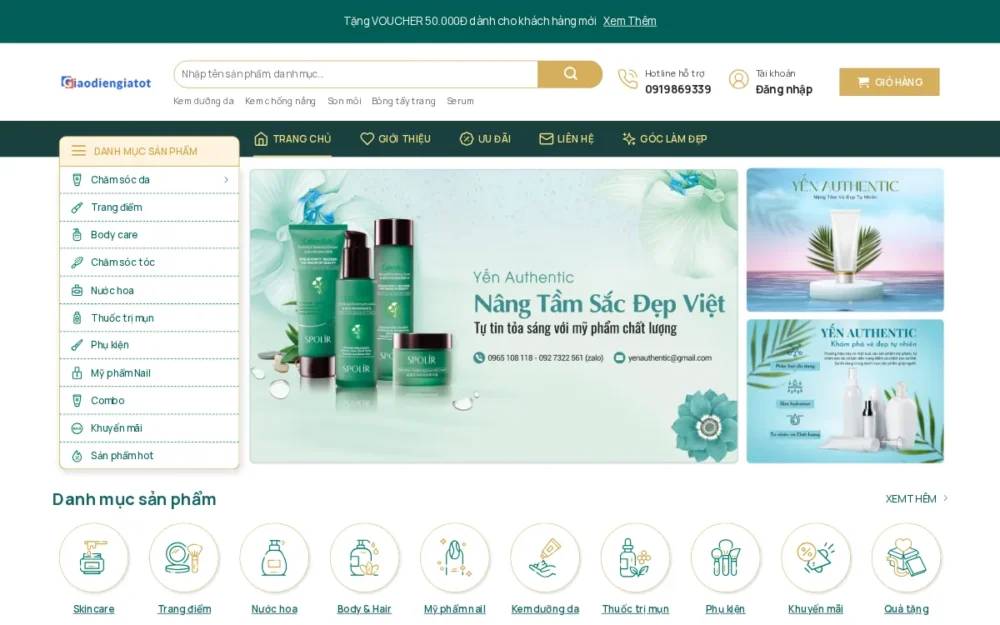 Mẫu Website Siêu Thị Mỹ Phẩm Flash Sale & Mã Giảm Giá – MYPHAM1