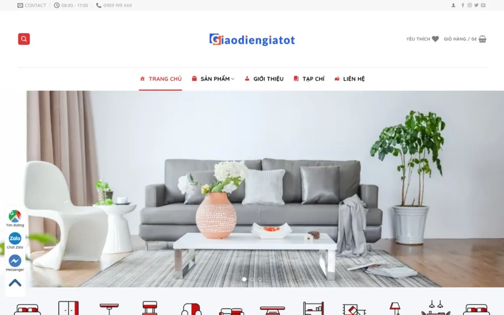 Mẫu Website Siêu Thị Nội Thất Theo Phòng, Combo – NOITHAT25