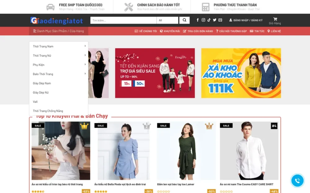 Mẫu Website Siêu Thị Thời Trang Nam Nữ Nhiều Banner – THOITRANG8