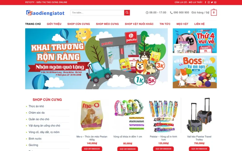 Mẫu Website Siêu Thị Thú Cưng Chó Mèo – THUCUNG