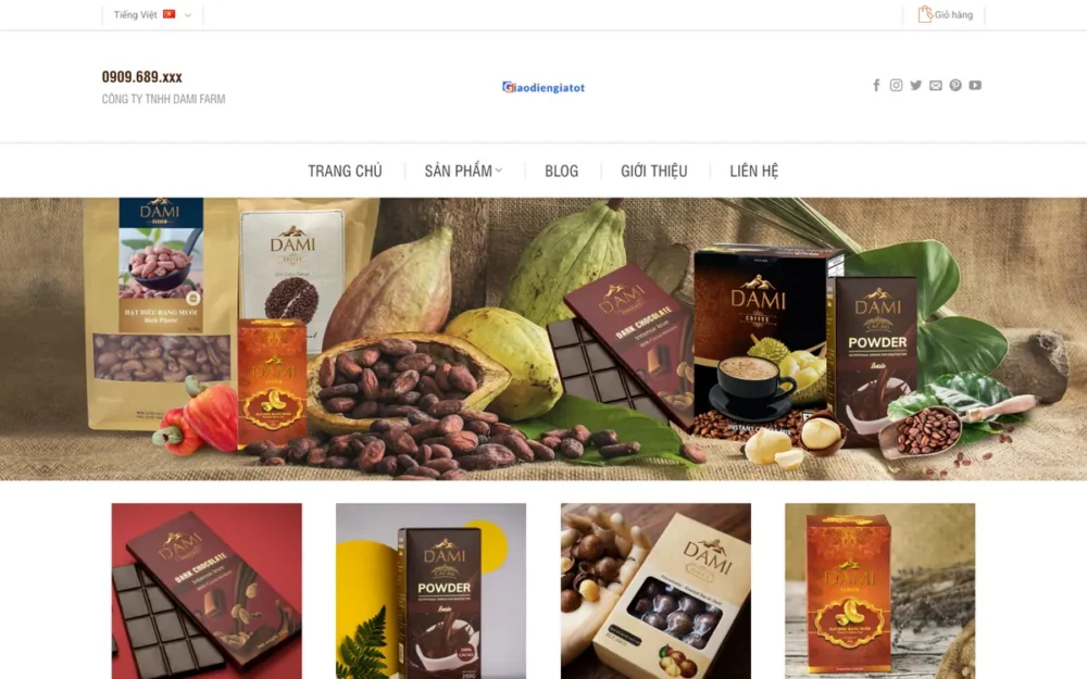Mẫu Website Socola, Cacao Quà Tặng Song Ngữ – CAFE2