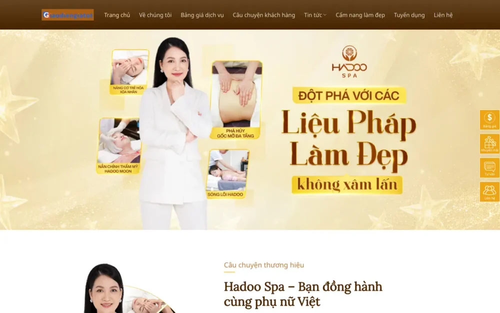 Mẫu Website Spa Liệu Pháp Không Xâm Lấn Tông Vàng Nâu – SPA10