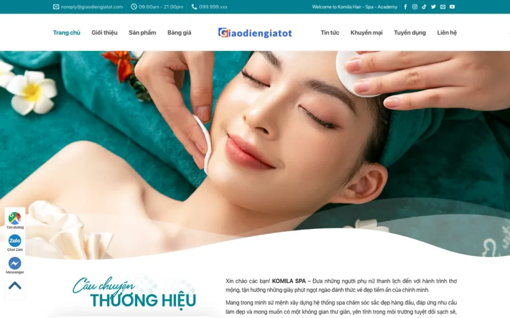 Mẫu Website Spa, Nail & Salon Tóc Có Shop Mỹ Phẩm – SPA7