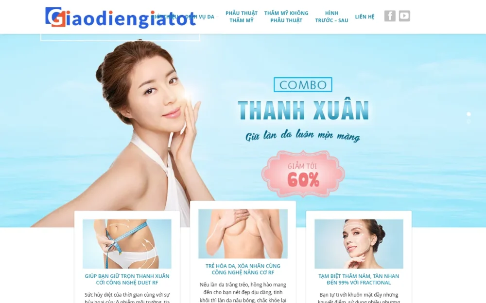 Mẫu Website Spa Thẩm Mỹ Tông Xanh Biển, Có Before-After – SPA4