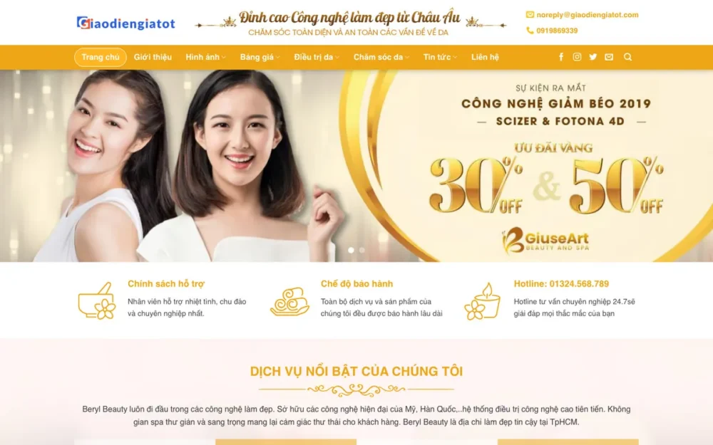 Mẫu Website Spa Trị Nám, Trị Mụn Có Bảng Giá – SPA1