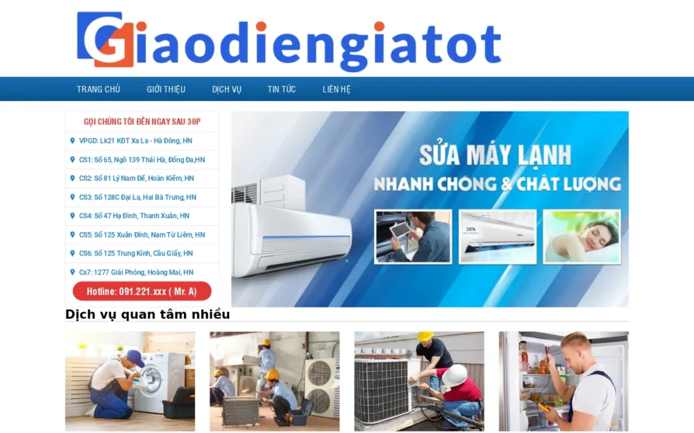 Mẫu Website Sửa Điện Lạnh Dạng Tin Tức Nhiều Cơ Sở – DIENLANH2