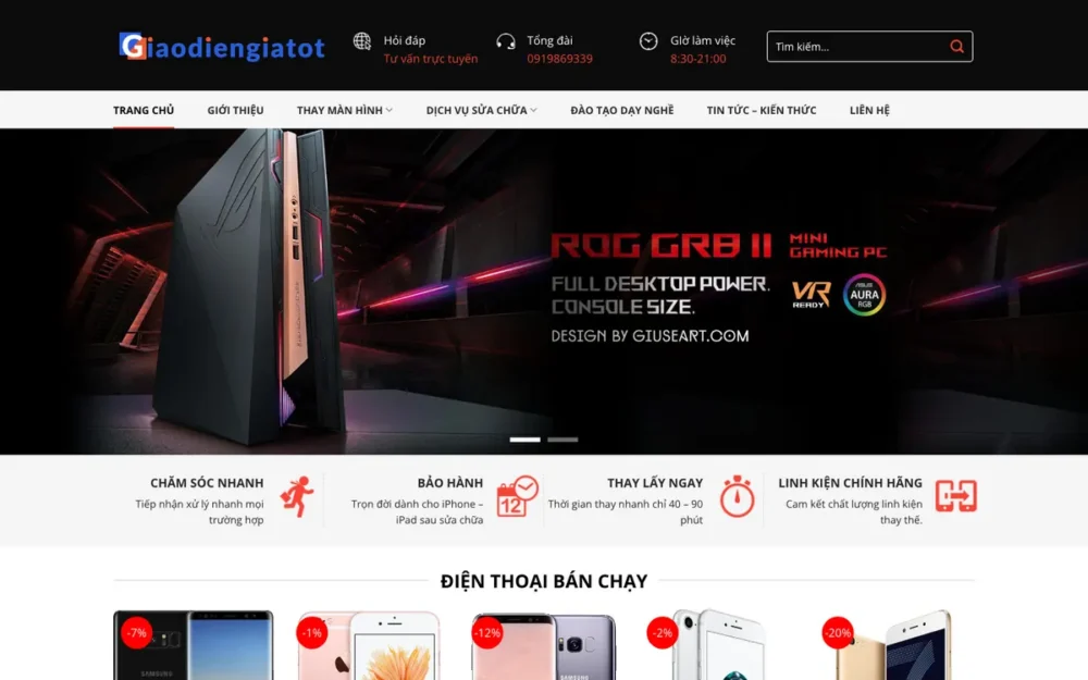 Mẫu Website Sửa Điện Thoại Kèm Dạy Nghề & Bán Máy – SUADIENTHOAI