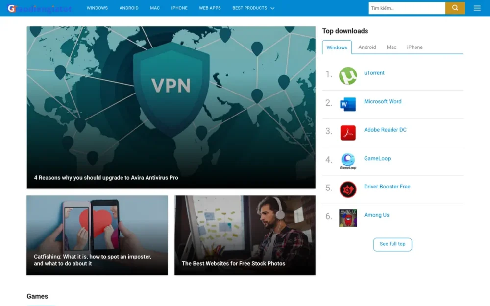 Mẫu Website Tải Phần Mềm, Kho Ứng Dụng – DOWNLOAD