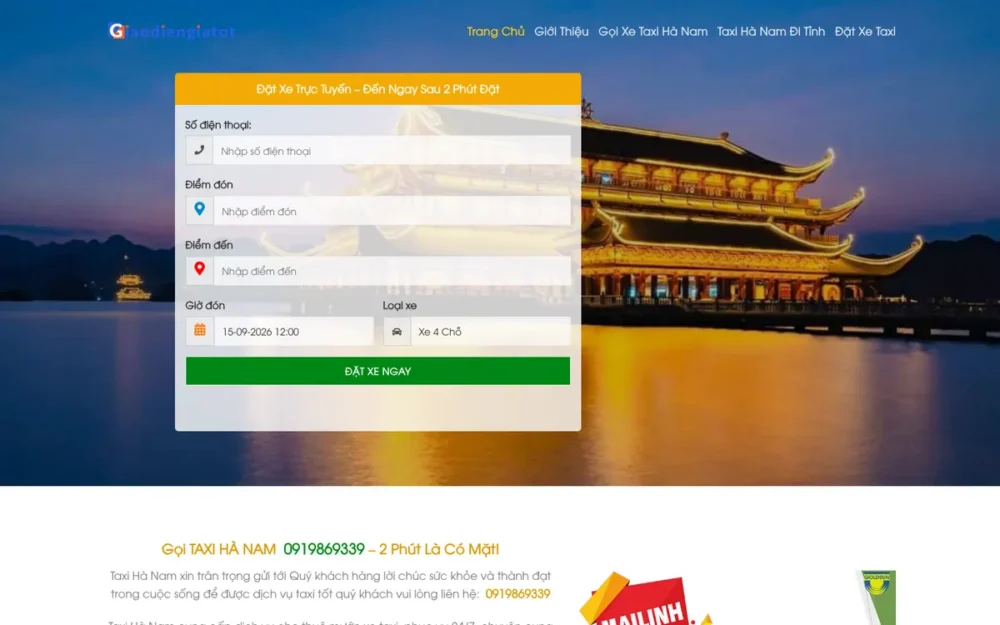 Mẫu Website Taxi Tỉnh Đặt Xe Nhanh, Bảng Giá Tuyến – TAXI