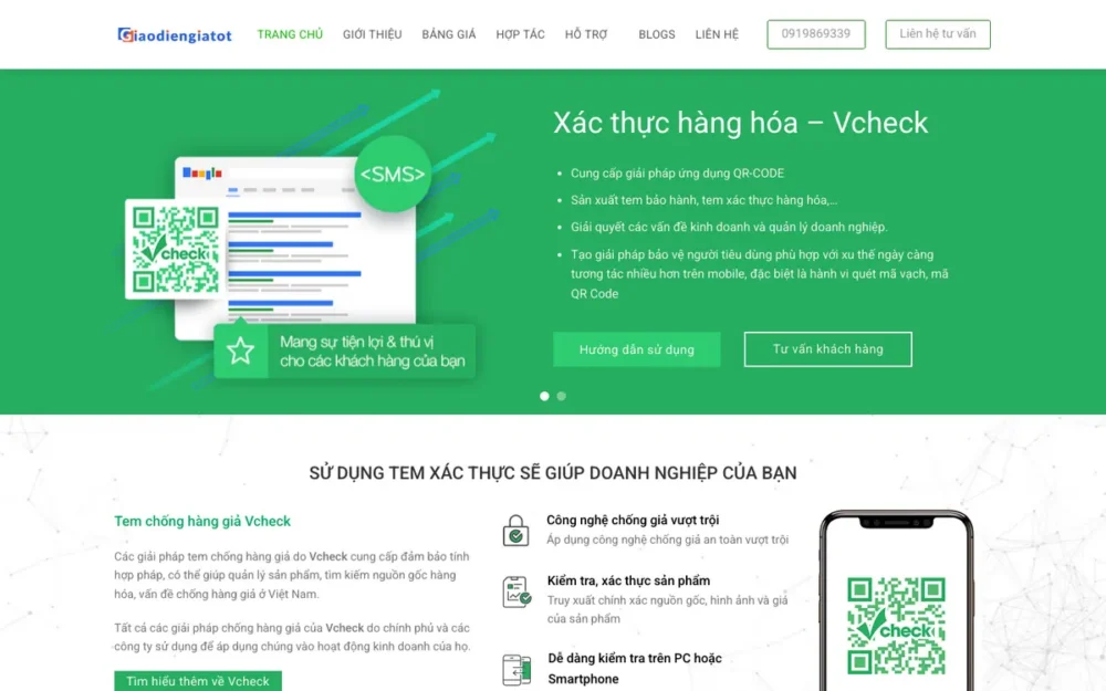 Mẫu Website Tem Chống Hàng Giả, Tem Xác Thực QR – VCHECK