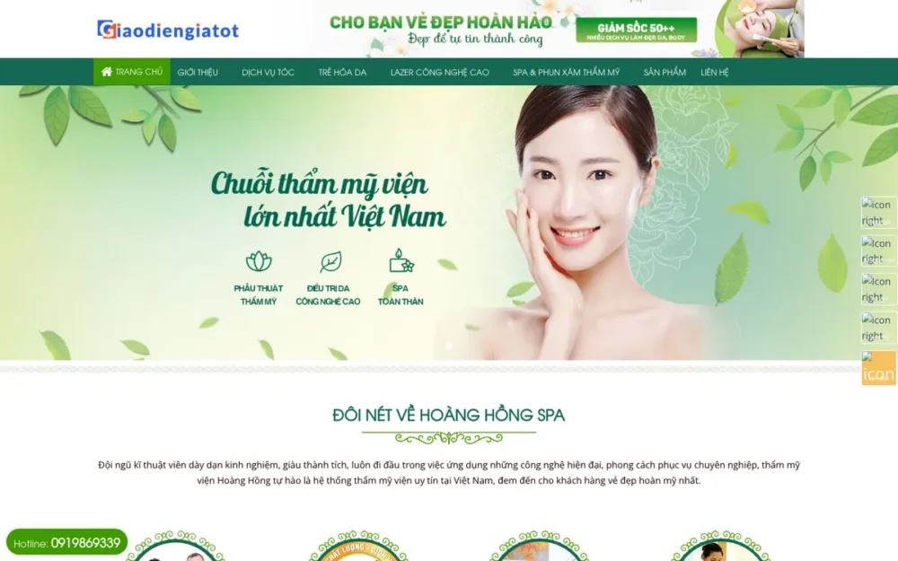 Mẫu Website Thẩm Mỹ Viện Tông Xanh Lá Thiên Nhiên – SPA3