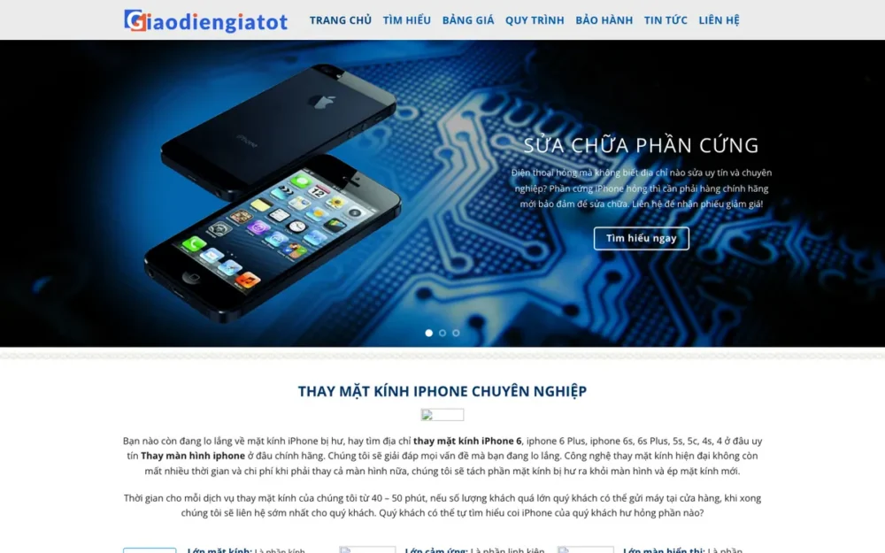 Mẫu Website Thay Mặt Kính, Sửa Điện Thoại – IFIX