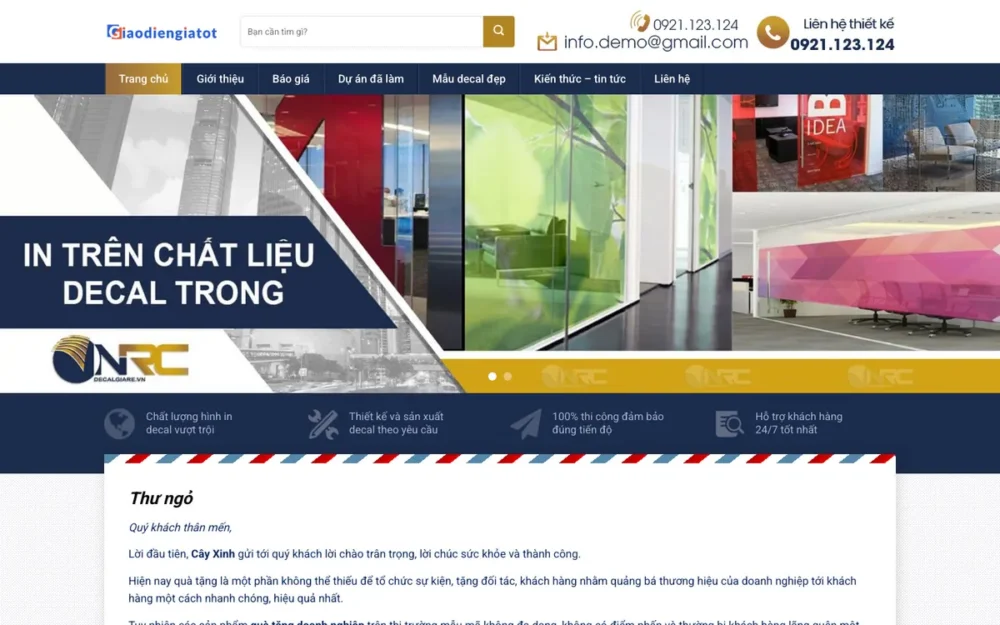 Mẫu Website Thi Công Decal Dán Kính – DECAL
