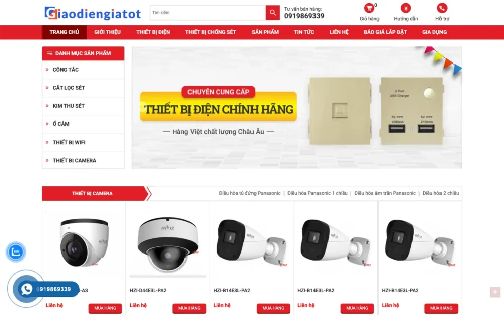 Mẫu Website Thiết Bị Điện, Chống Sét, Camera – CODIEN