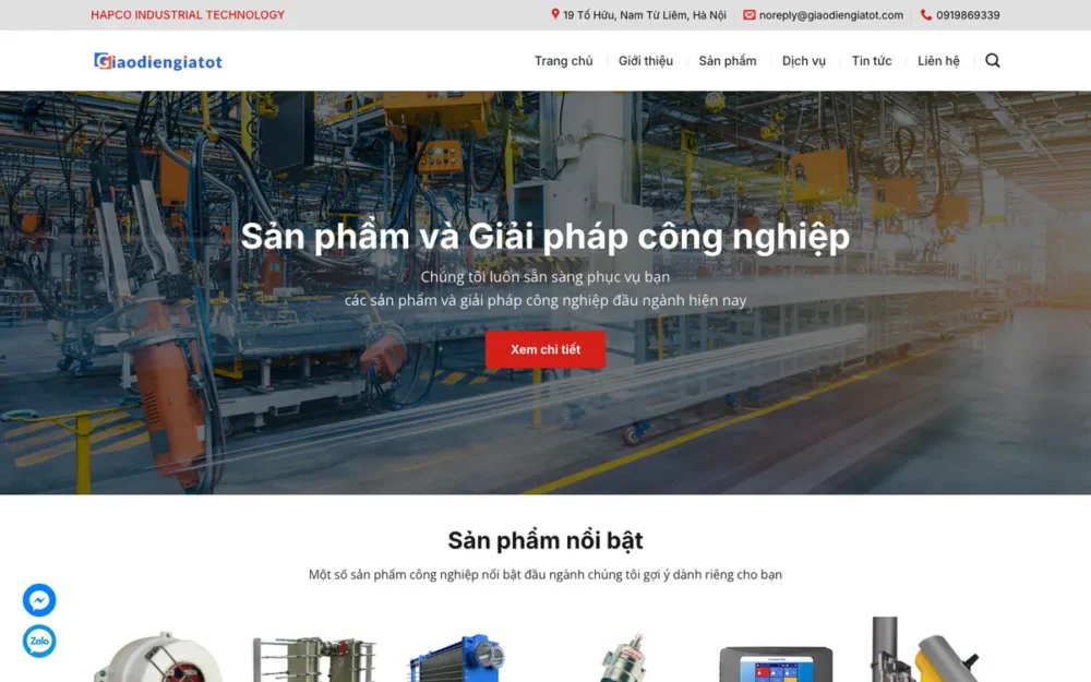Mẫu Website Thiết Bị & Giải Pháp Công Nghiệp – MAYCONGNGHIEP