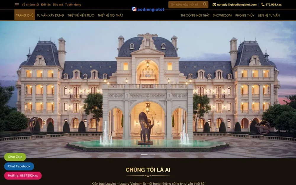 Mẫu Website Thiết Kế Biệt Thự Lâu Đài Tân Cổ Điển – KIENTRUC6