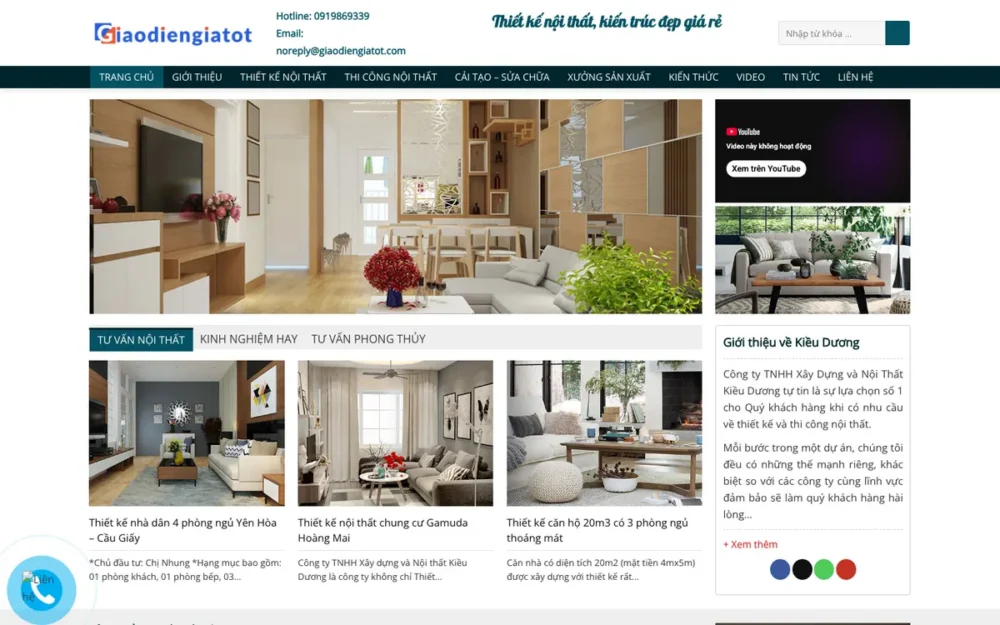 Mẫu Website Thiết Kế, Cải Tạo Nội Thất Kiểu Tạp Chí – NOITHAT4
