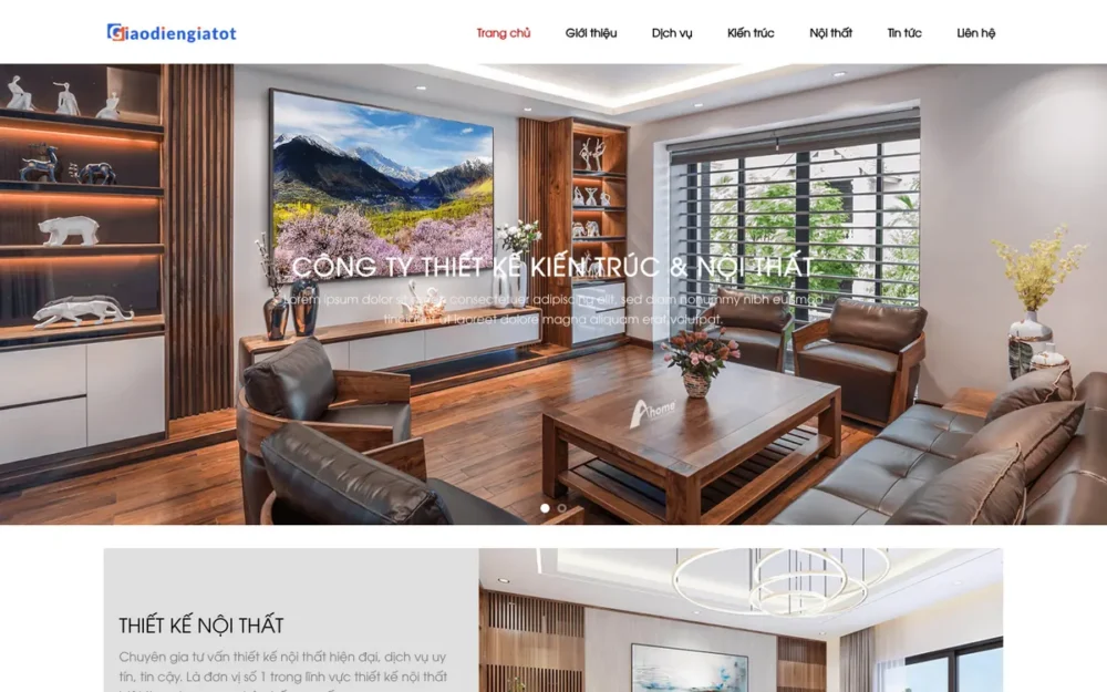 Mẫu Website Thiết Kế Nội Thất Tông Nâu Gỗ – NOITHAT12