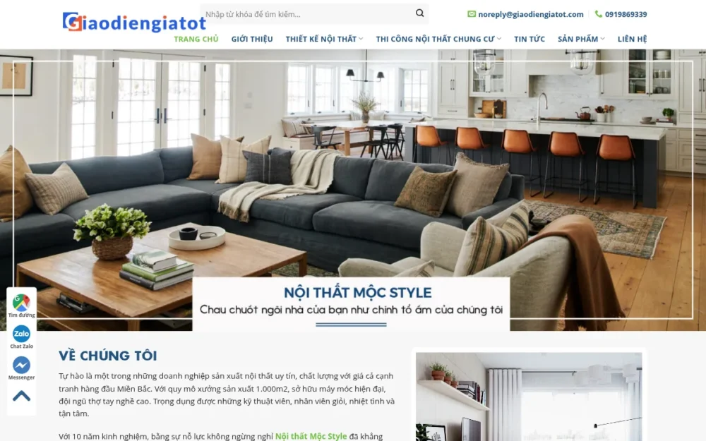 Mẫu Website Thiết Kế Nội Thất Kèm Xưởng Sản Xuất – NOITHATNEW