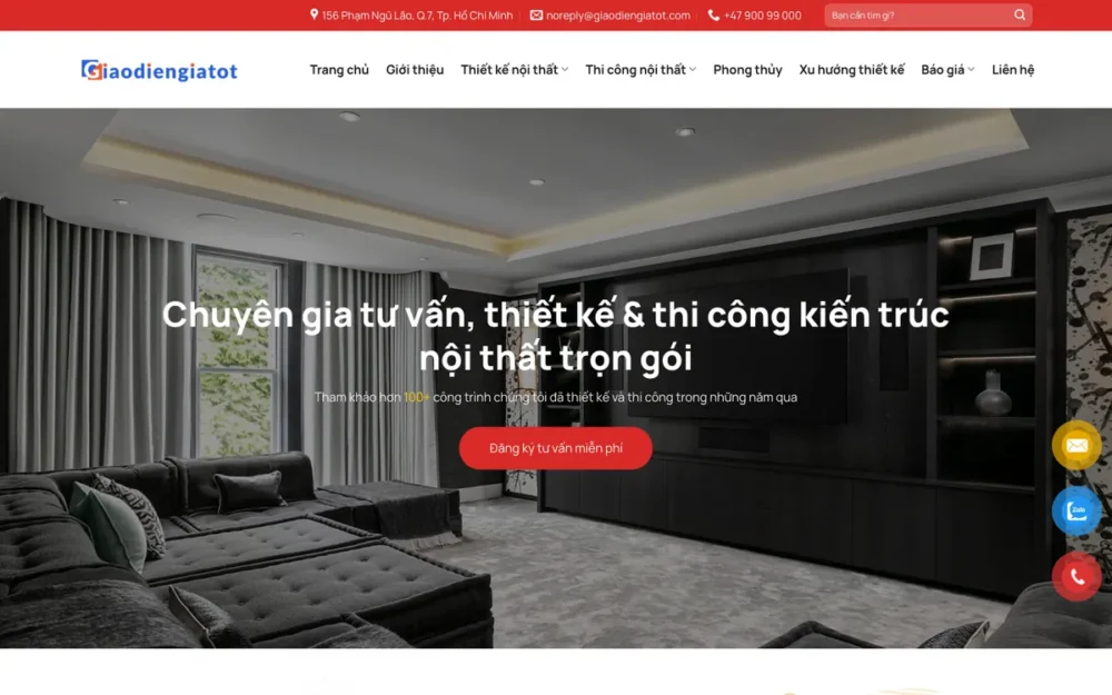 Mẫu Website Thiết Kế Thi Công Nội Thất Có Báo Giá – NOITHATBT