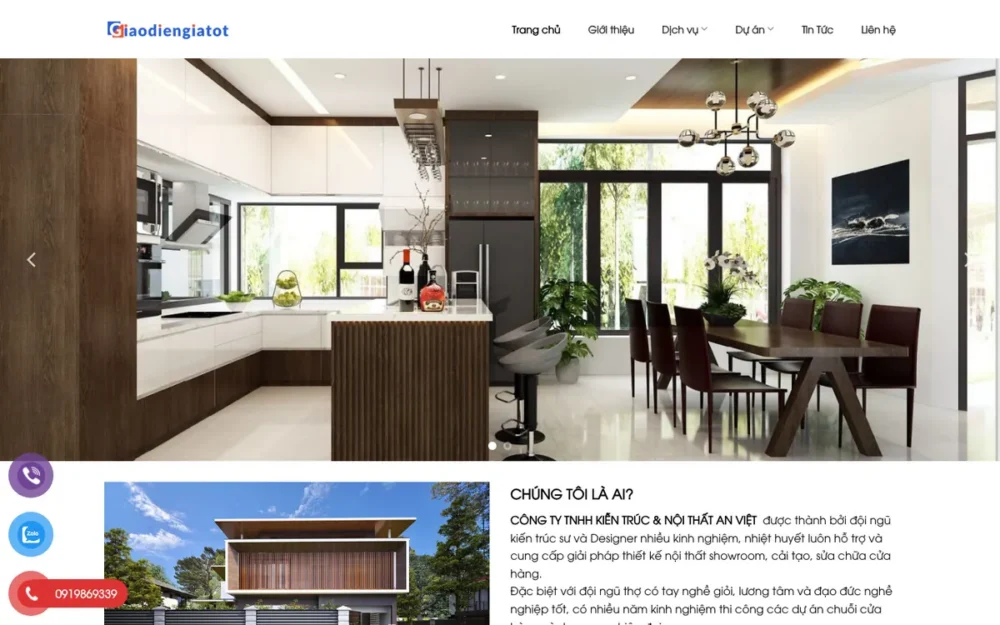 Mẫu Website Thiết Kế Thi Công Nội Thất Biệt Thự – KIENTRUC01